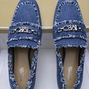 Michaels Blue Frayed Denim Loafers. Comes With Box And Gift Box